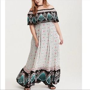 Torrid Mixed Print Challis Fringe Dress